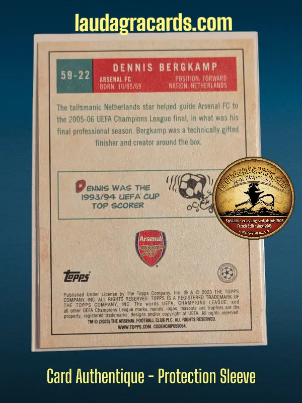 [toppsUEFA23 N° 59-22] Dennis Bergkamp  Arsenal FC  Carte N° 59-22