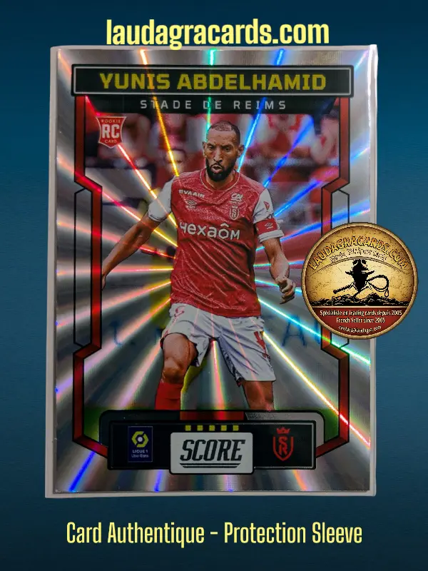 [PANLASER24 N° 177] 177. Yunis Abdelhamid (Stade de Reims) Rookie Card    Ligue 1 2023/2024   Carte Laser N° 177
