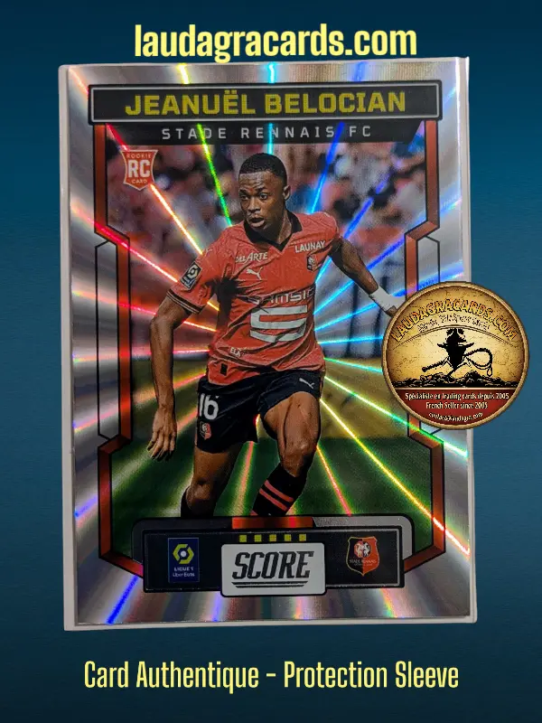 [PANLASER24 N° 192] 192. Jeanuël Belocian (Stade Rennais FC) Rookie Card    Ligue 1 2023/2024   Carte Laser N° 192